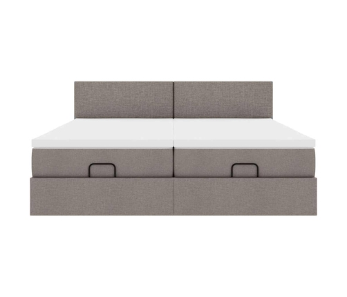 Estructura de cama otomana con colchones tela topo 200x200cm