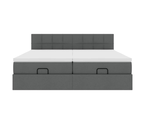 Estructura cama otomana colchones tela gris oscuro 180x200cm