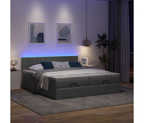 Estructura cama otomana colchones tela gris oscuro 180x200cm