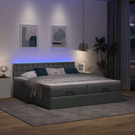 Estructura cama otomana colchones tela gris oscuro 180x200cm