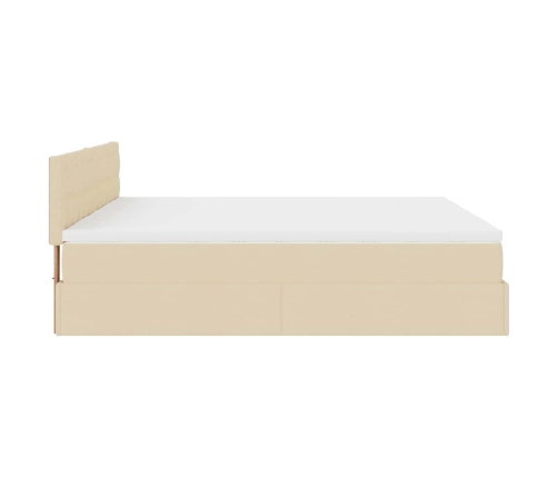 Estructura de cama otomana con colchones tela crema 180x200cm