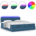 Estructura de cama otomana colchones terciopelo azul oscuro