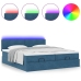 Cama otomana con colchones y luces LED azul oscuro 200x200 cm