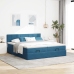 Cama otomana con colchones y luces LED azul oscuro 200x200 cm