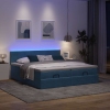 Cama otomana con colchones y luces LED azul oscuro 200x200 cm