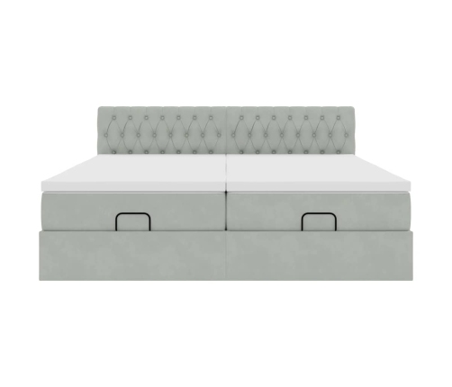 Estructura cama otomana colchones terciopelo gris claro