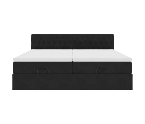 Estructura de cama otomana colchones terciopelo negra 180x200cm
