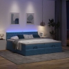 Cama otomana con colchones y luces LED azul oscuro 200x200 cm