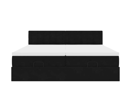 Estructura de cama otomana colchones terciopelo negra 160x200cm