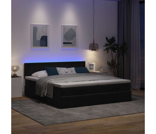 Estructura de cama otomana colchones terciopelo negra 160x200cm