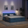 Cama otomana con colchones y luces LED azul oscuro 200x200 cm