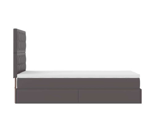 Cama otomana colchón cuero sintético gris 90x190 cm