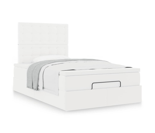 Estructura cama otomana colchón cuero sintético blanco