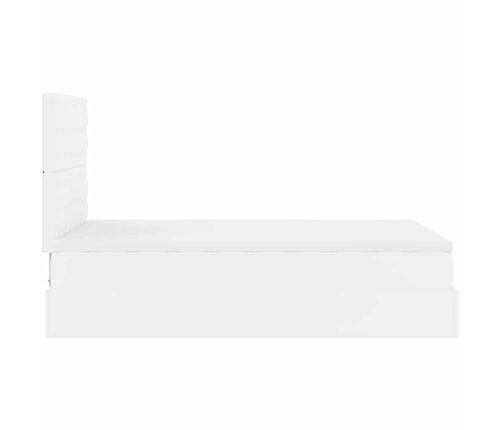 Estructura cama otomana colchón cuero sintético blanco