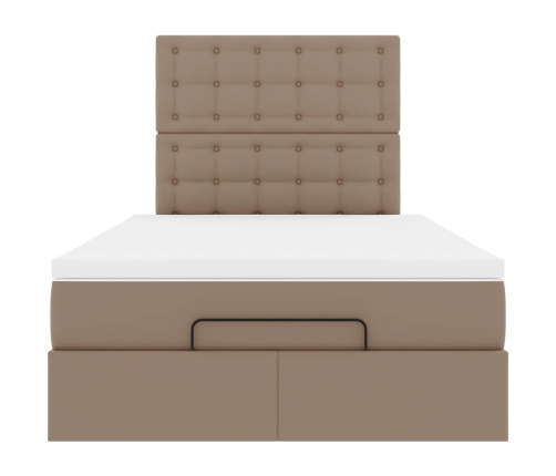 Estructura cama otomana colchón cappucino cuero sintético