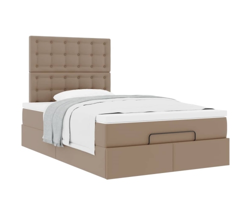 Estructura cama otomana colchón cappucino cuero sintético