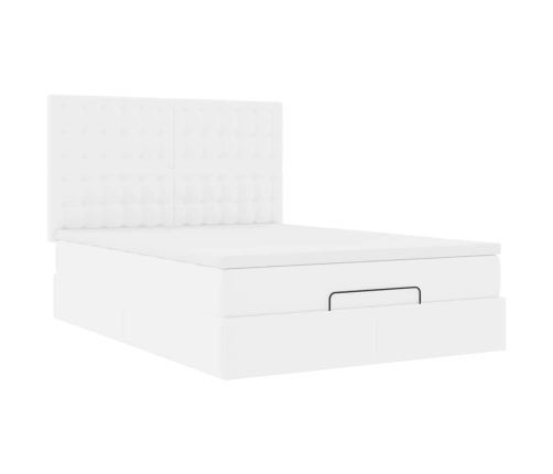 Estructura cama otomana colchón cuero sintético blanco