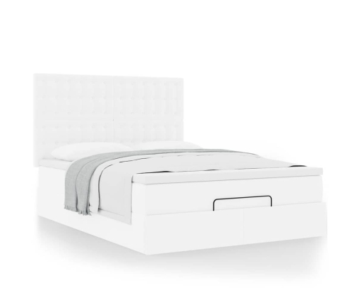 Estructura cama otomana colchón cuero sintético blanco