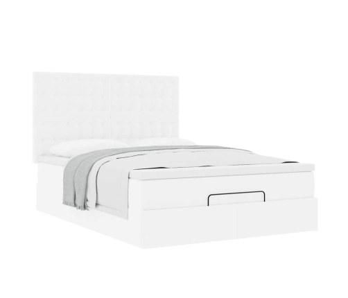 Estructura cama otomana colchón cuero sintético blanco