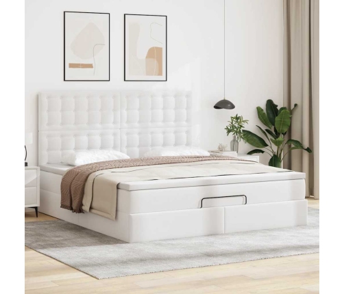 Estructura cama otomana colchón cuero sintético blanco