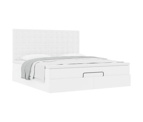 Estructura cama otomana colchón cuero sintético blanco