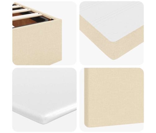 Cama otomana con colchón crema 90x200 cm tela