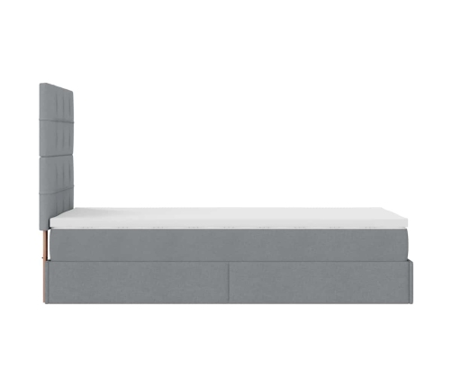 Cama otomana con colchón gris claro 90x200 cm tela