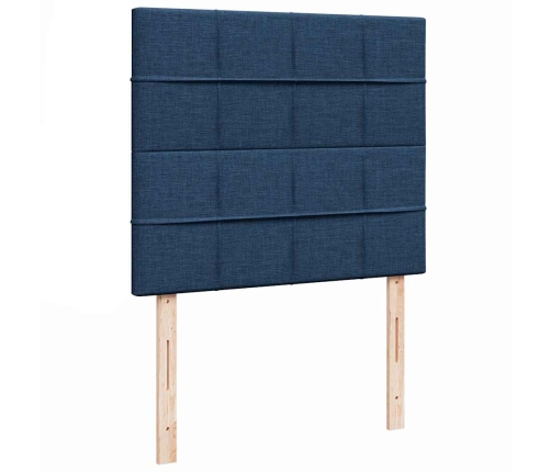 Estructura de cama otomana con colchón tela azul 120x200cm