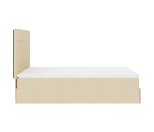 Estructura de cama otomana con colchón tela crema 140x190cm