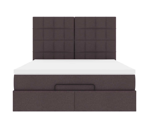 Estructura cama otomana colchón tela marrón oscuro 140x200cm