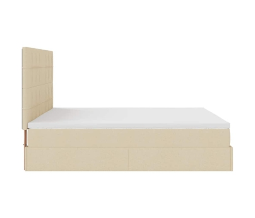 Estructura de cama otomana con colchones tela crema 200x200cm