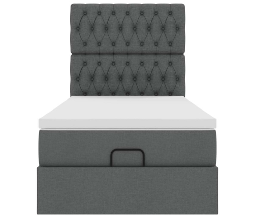 Estructura cama otomana colchón tela gris oscuro 90x190cm