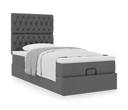 Estructura cama otomana colchón tela gris oscuro 90x190cm