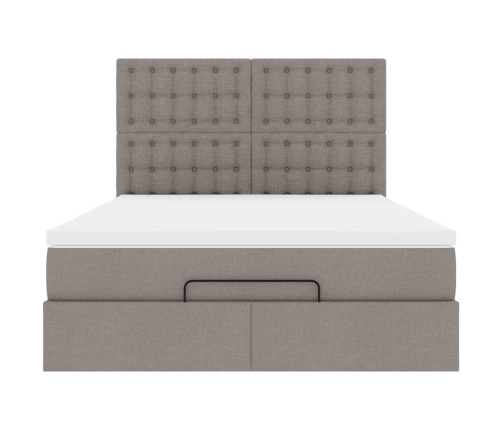 Estructura de cama otomana colchón tela gris pardo 140x200cm