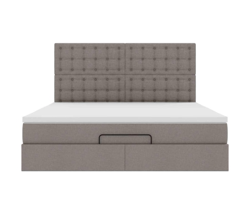 Estructura de cama otomana colchón tela gris pardo 160x200cm
