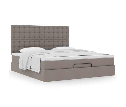 Estructura de cama otomana colchón tela gris pardo 160x200cm