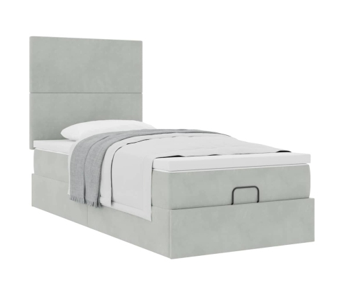 Estructura cama otomana colchones gris claro 90x190cm