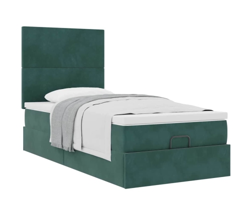 Estructura cama otomana colchones verde oscuro 90x190cm