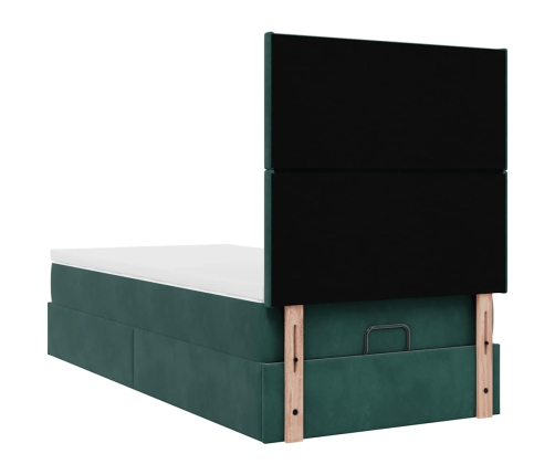 Estructura cama otomana colchones verde oscuro 90x190cm