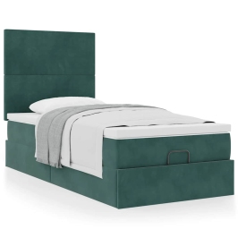 Estructura cama otomana colchones verde oscuro 90x190cm