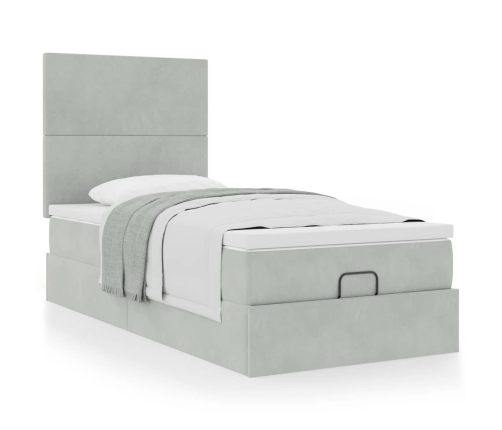 Estructura cama otomana colchones gris claro 90x200cm