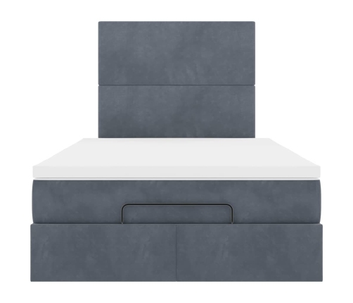 Estructura cama otomana colchones terciopelo gris oscuro