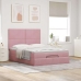 Estructura cama otomana con colchones terciopelo rosa 140x190cm