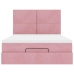 Estructura cama otomana con colchones terciopelo rosa 140x190cm