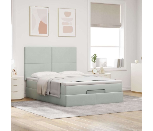 Estructura cama otomana con colchones gris claro 140x200cm