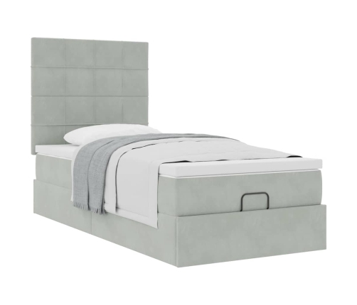 Estructura cama otomana colchones gris claro 80x200cm