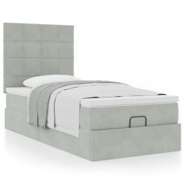 Estructura cama otomana colchones gris claro 80x200cm