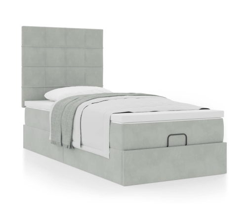 Estructura cama otomana colchones gris claro 80x200cm