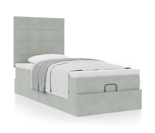 Estructura cama otomana colchones gris claro 90x200cm