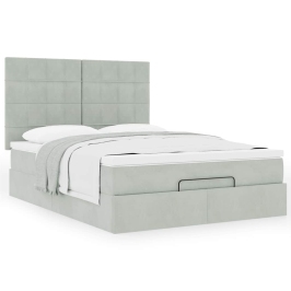 Estructura cama otomana colchones gris claro 140x190cm